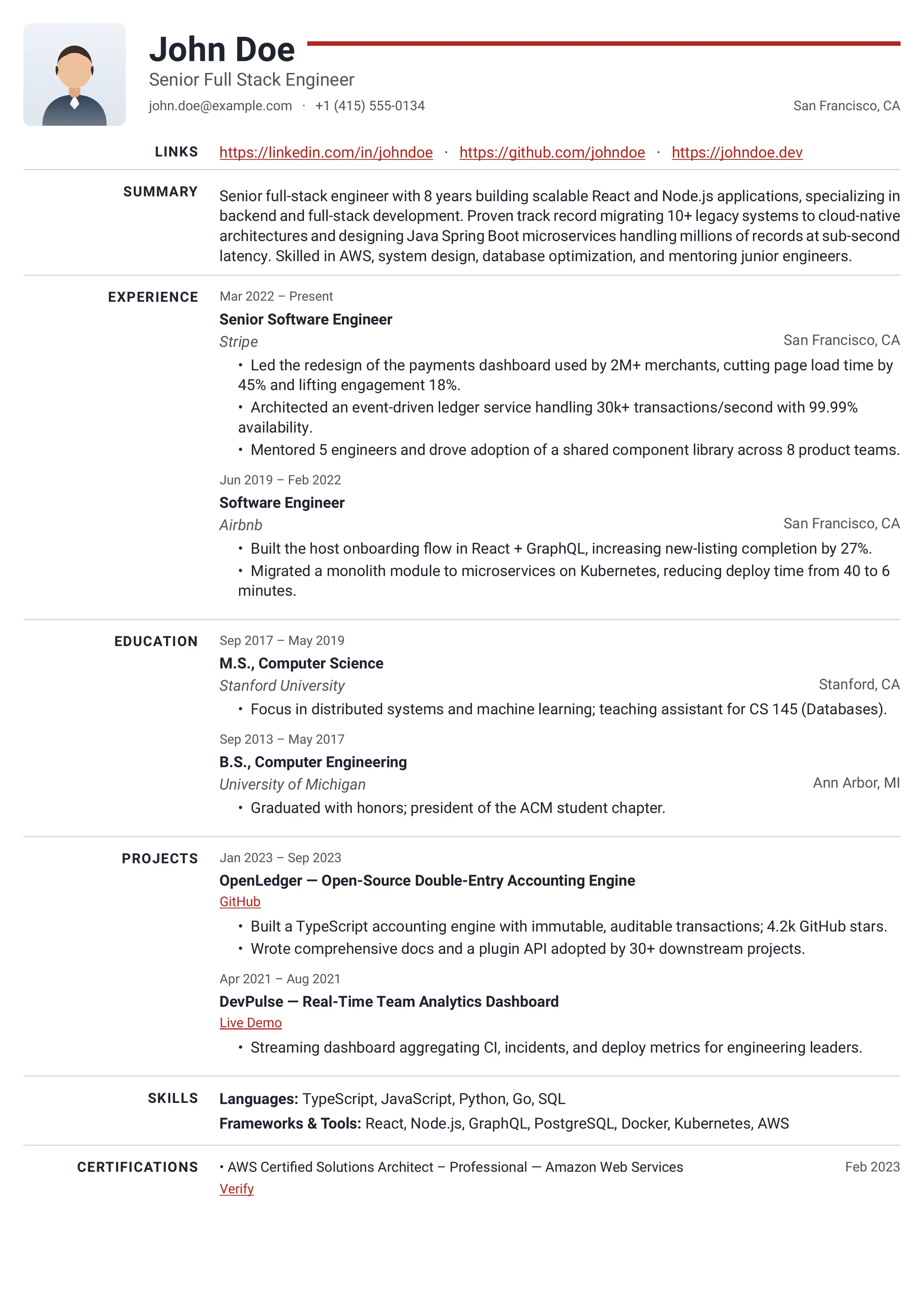 Label Rail resume template preview